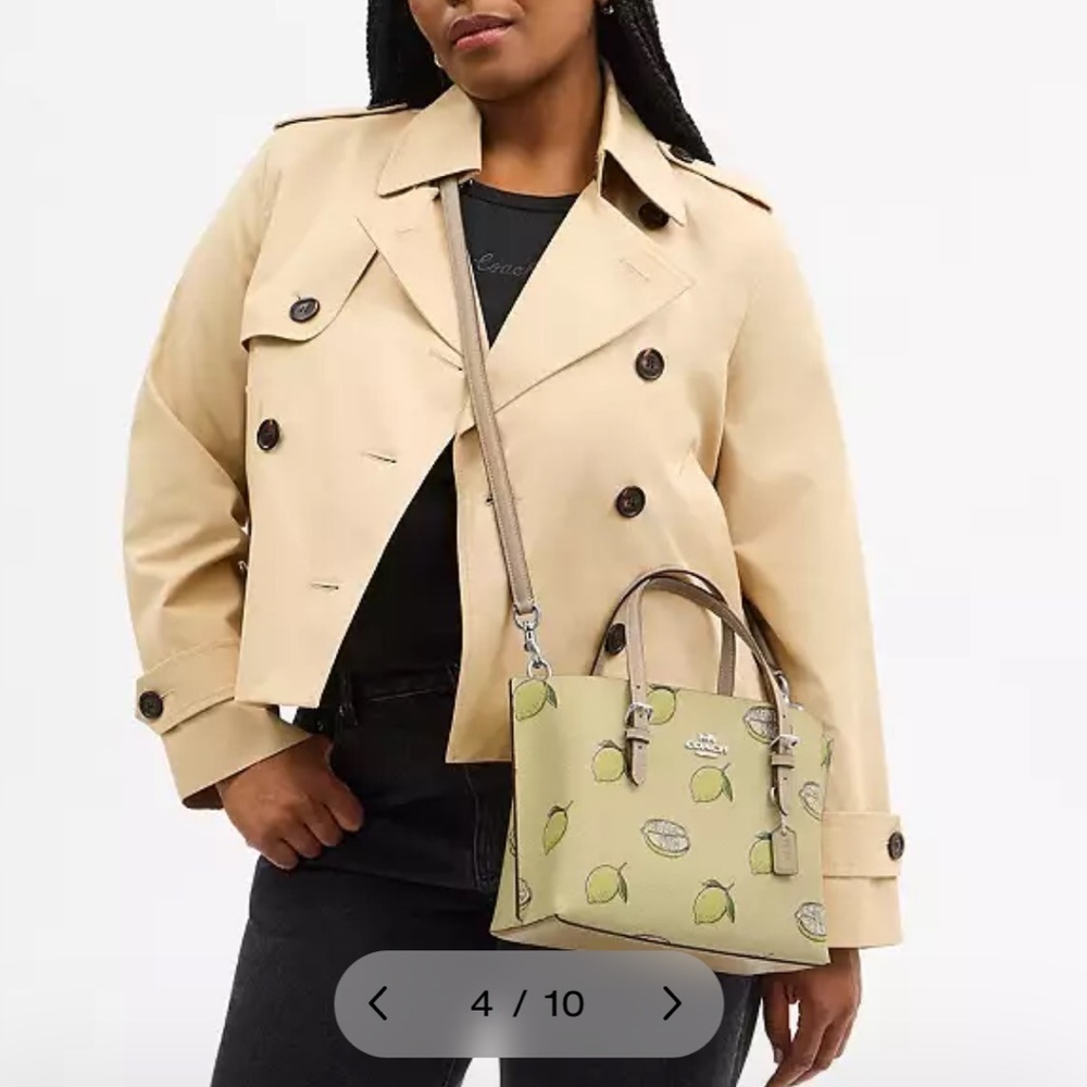 Coach Mollie Tote Bag 25 With Lemon Print Tote in Yellow and Tan - Picture 7 of 7